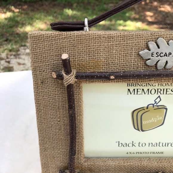 NWT MUD PIE / 4x6 Burlap "Back to Nature" Picture Frame - Picture 6 of 6